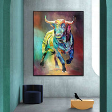 Charger l&#39;image dans la galerie, Abstract Colorful Bull Painting
