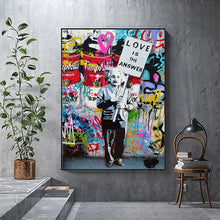 Load image into Gallery viewer, Einstein &#39;&#39;Love Is The Answer&#39;&#39; - Mr. Brainwash Canvas Art
