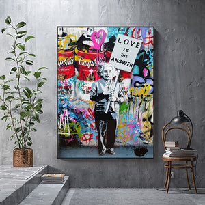 Einstein ''Love Is The Answer'' - Mr. Brainwash Canvas Art