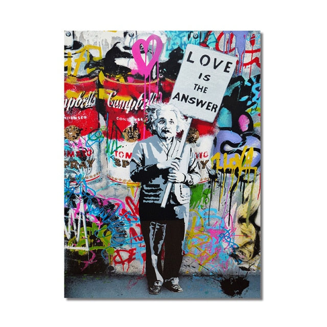 Einstein ''Love Is The Answer'' - Mr. Brainwash Canvas Art