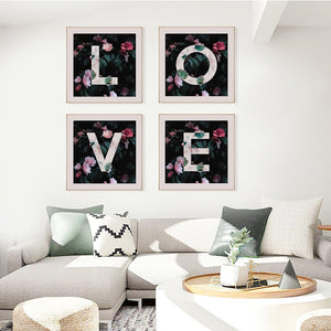 L.O.V.E Floral Canvas Art