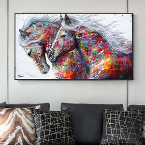 Abstract Colorful Running Horses
