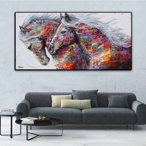 Abstract Colorful Running Horses