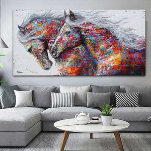 Abstract Colorful Running Horses