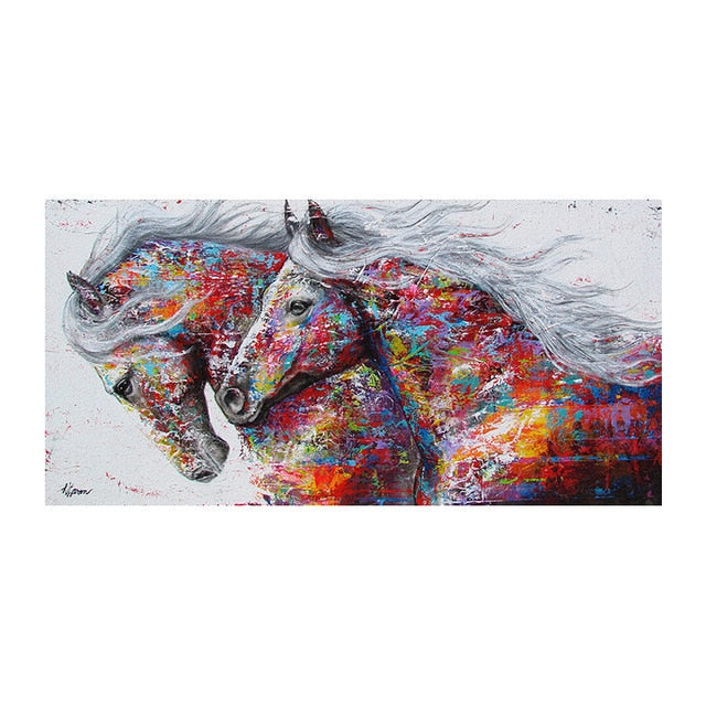 Abstract Colorful Running Horses