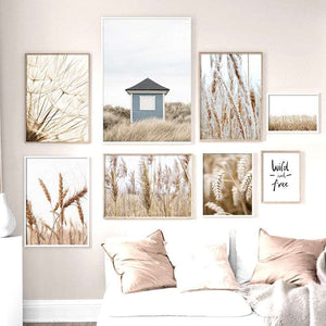 Boho Nature Wheat Field Landscape Wall Art