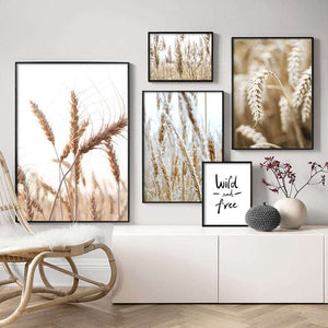 Boho Nature Wheat Field Landscape Wall Art
