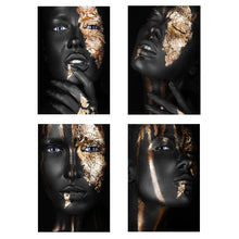 Charger l&#39;image dans la galerie, African Black and Gold Woman Modern Art
