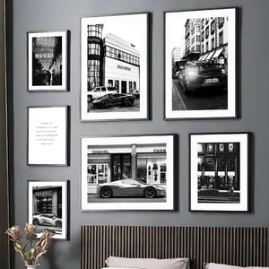Black and White Fashion Boutique and Luxury Cars