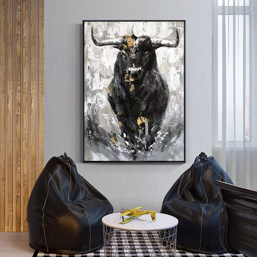 Black Bull Abstract Painting