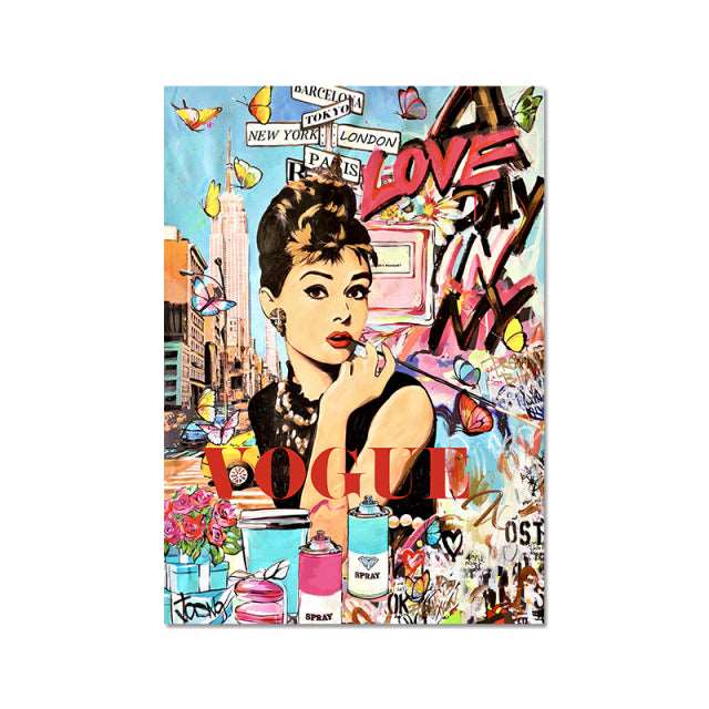 Audrey Hepburn Fashion Vogue Pop Art