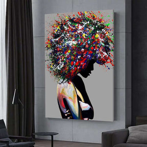Abstract Colorful African Woman - Grey Edition