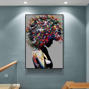 Abstract Colorful African Woman - Grey Edition