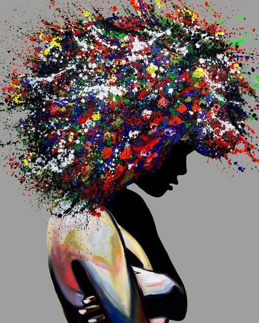 Abstract Colorful African Woman - Grey Edition
