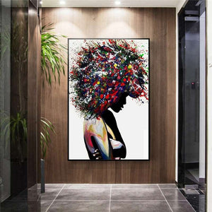 Abstract Colorful African Woman - White Edition