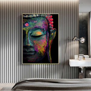 Blessing Buddha Abstract Painting - Blue Edition